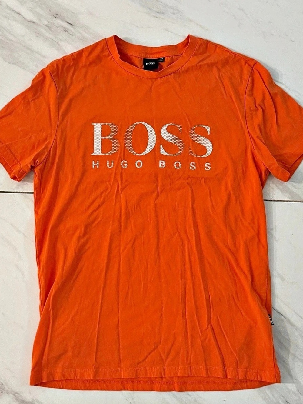BOSS Hugo Boss Sun Protection Regular Fit Tee Orange Cotton Tee Size Large